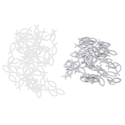 2 Packs Wooden Fish Decoration Good Decoration White Silver Fish Confetti for Christening Decoration Communion