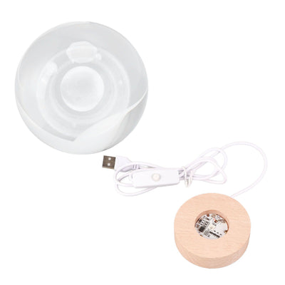 3D Saturn Night Lamp Crystal Ball Night Light LED Wooden Inter Carving Tabletop Ornaments for Friends Kids Gifts Saturn Colorful Light