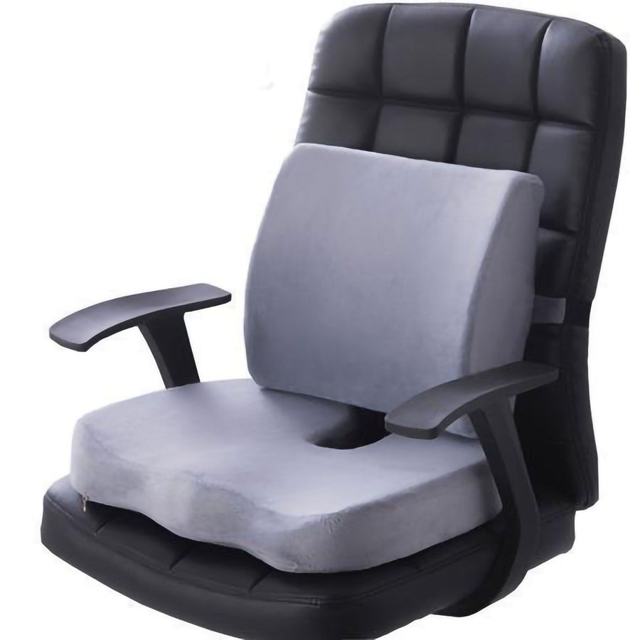 Seat Cushion Lumbar Support Set Polyester Comfortable Chair Cushion for Office Home Flannelette Set Grey Cushion and Back Cushion Combination Set