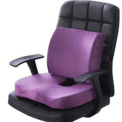 Seat Cushion Lumbar Support Set Polyester Comfortable Chair Cushion for Office Home Flannelette Set Purple Cushion and Back Cushion Combination Set
