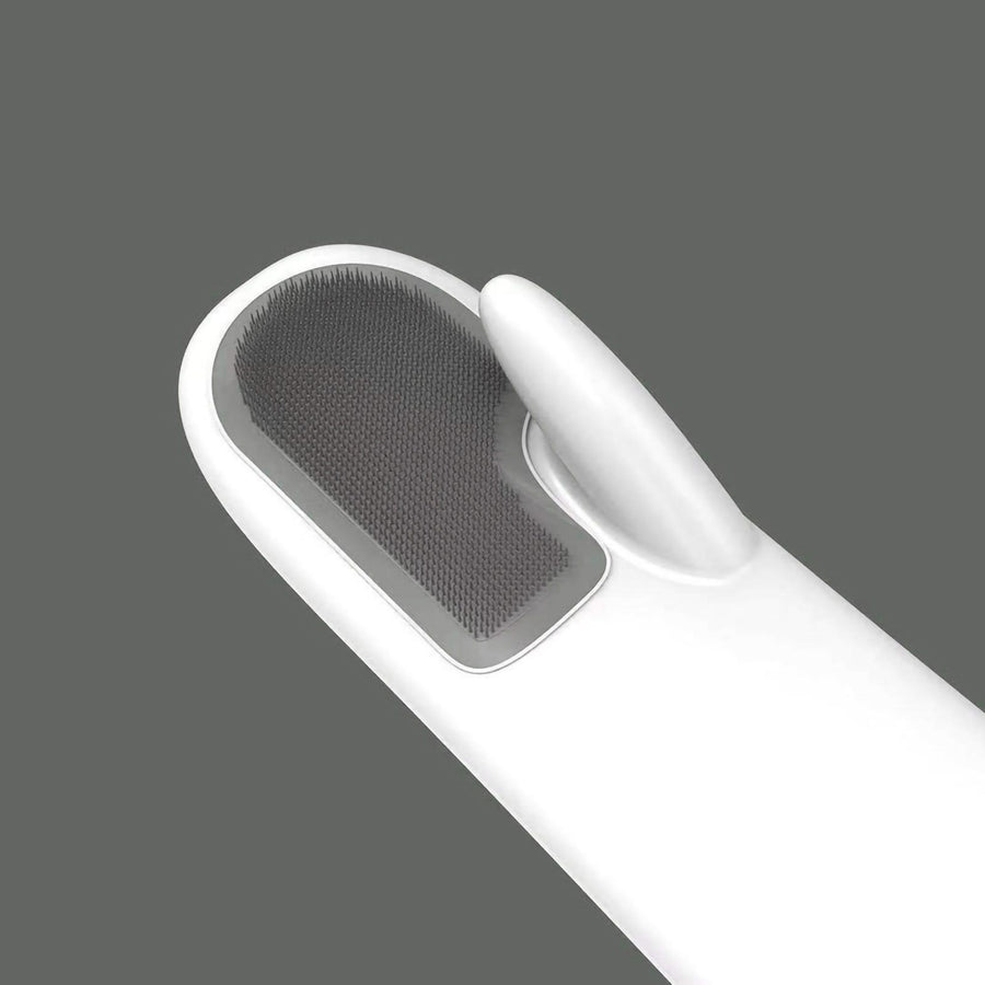 Dishwashing Scrubber Gloves Non Slip Waterproof Reusable Cleaning Scrubber Gloves Wear Resistant for Kitchen Gray