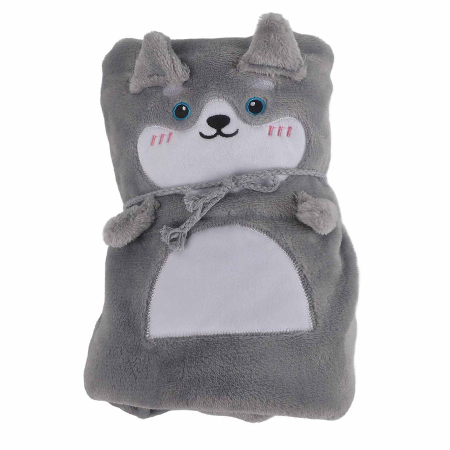 Flannel Blanket Cute Animal Shape Soft Skin Friendly Portable Nap Blanket for Sofa Bed Office Dormitory Husky 80x100cm / 31.5x39.4in