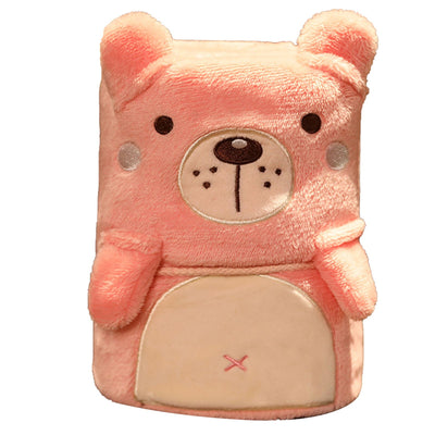 Flannel Blanket Cute Animal Shape Soft Skin Friendly Portable Nap Blanket for Sofa Bed Office Dormitory Pink Bear 80x100cm / 31.5x39.4in
