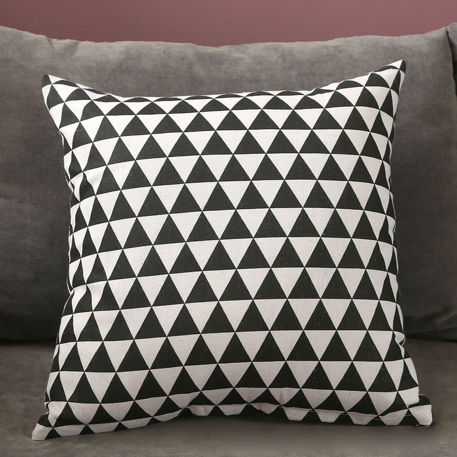 Home Pillow Case Sofa Cushion Accessories Linen Nordic Style Daily Use Home Textiles Black Triangle 45x45