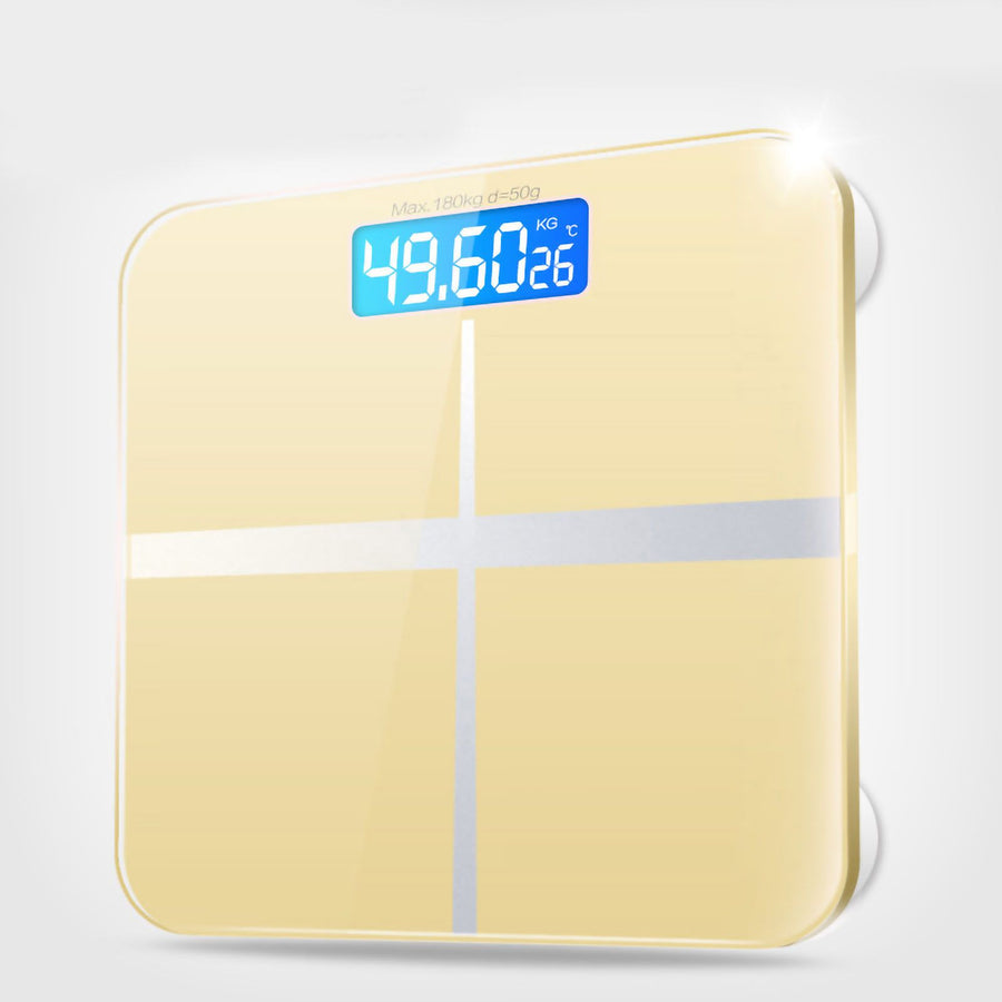 Digital Weight Scale Tempered Glass Smart Accurate Measurement Digital Weight Scale for Home Use Luxury Gold Color 26x26cm / 10.2x10.2in Battery Model
