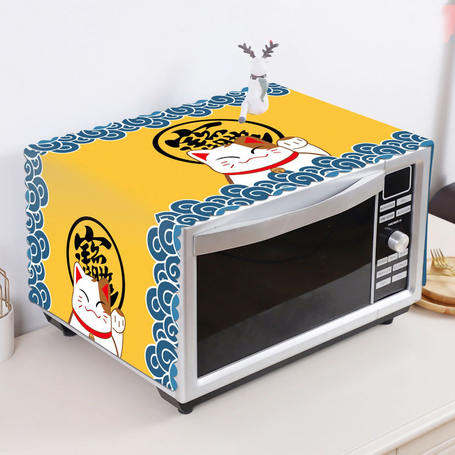 Microwave Cover Cloth Oven Cute Dust Proof Shiled Universal Oil Proof Nordic Style Simple Parts Lucky Cat 35x100cm