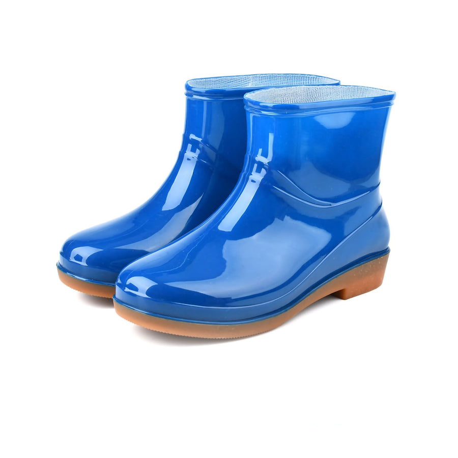 Womens Rain Boots Fashion Antiskid Short Rain Boot Round Head Radian PVC Plastic Rain Boots Blue 38