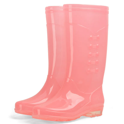 Tall Rain Boots Non Slip Waterproof Rain Shoes PVC Transparent Rain Footwear with Plush Cotton Coverfor Women Adults Pink 36