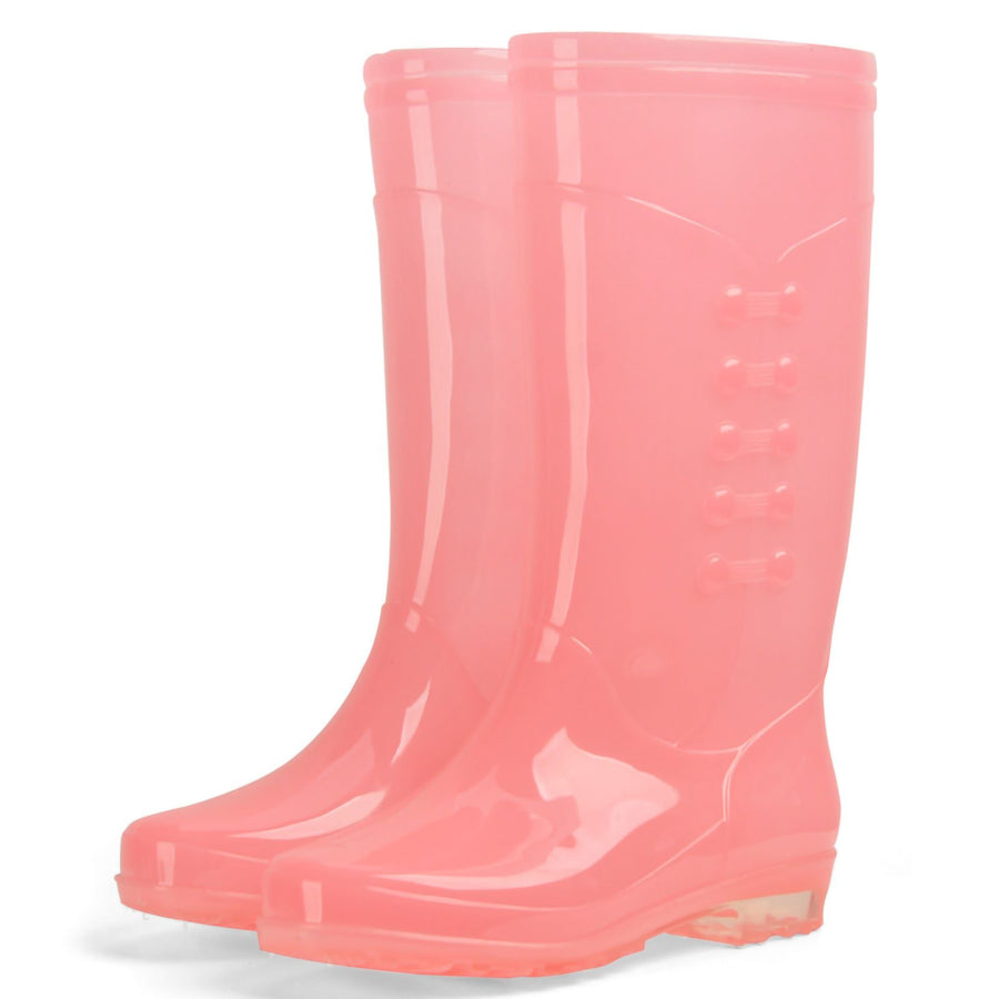 Tall Rain Boots Non Slip Waterproof Rain Shoes PVC Transparent Rain Footwear with Plush Cotton Coverfor Women Adults Pink 36