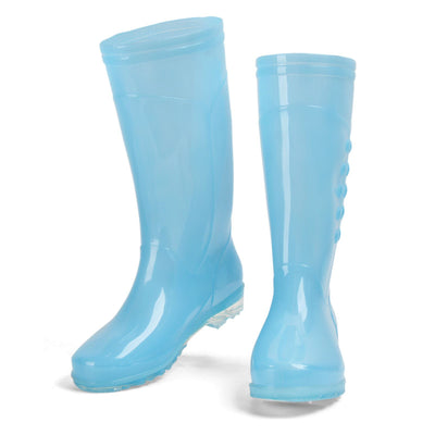 Tall Rain Boots Non Slip Waterproof Rain Shoes PVC Transparent Rain Footwear with Plush Cotton Coverfor Women Adults Blue 36