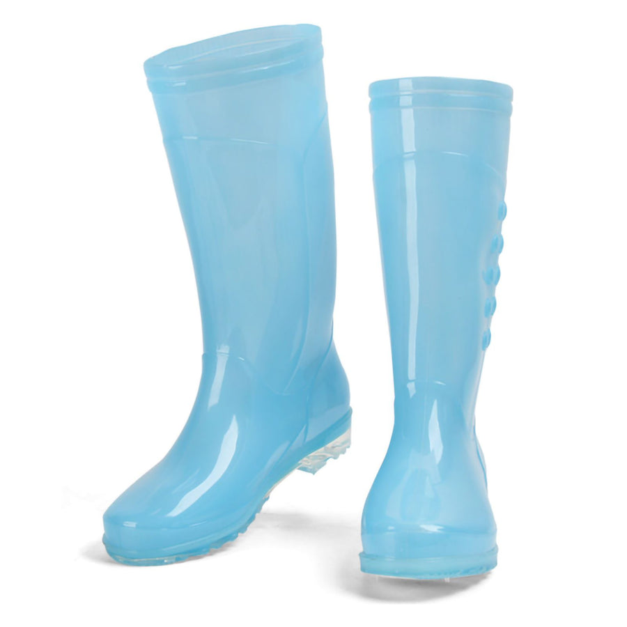 Tall Rain Boots Non Slip Waterproof Rain Shoes PVC Transparent Rain Footwear with Plush Cotton Coverfor Women Adults Blue 39