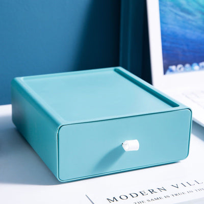 Desktop Storage Box Drawer Design Strong Load Bearing Stackable Desktop Organizer Storage Box for Stationery Green