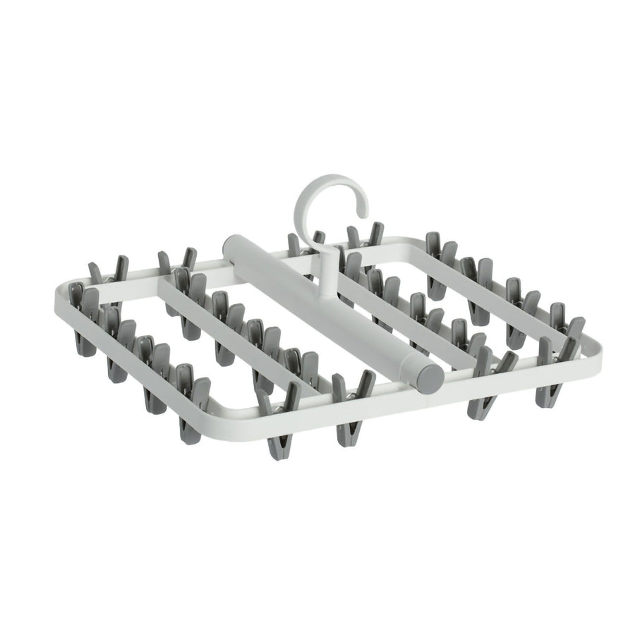 Drying Rack Foldable Matrix Hanging Point 24 Clips Household Drying Rack for Socks Underwear Panties White Grey