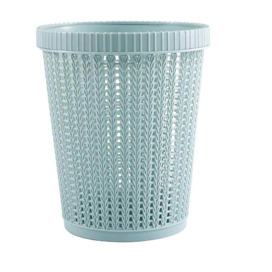 Pulling Bag Trash Can Imitation Rattan Round Plastic Garbage Bin Home Coverless Trash Storage Basket Blue S