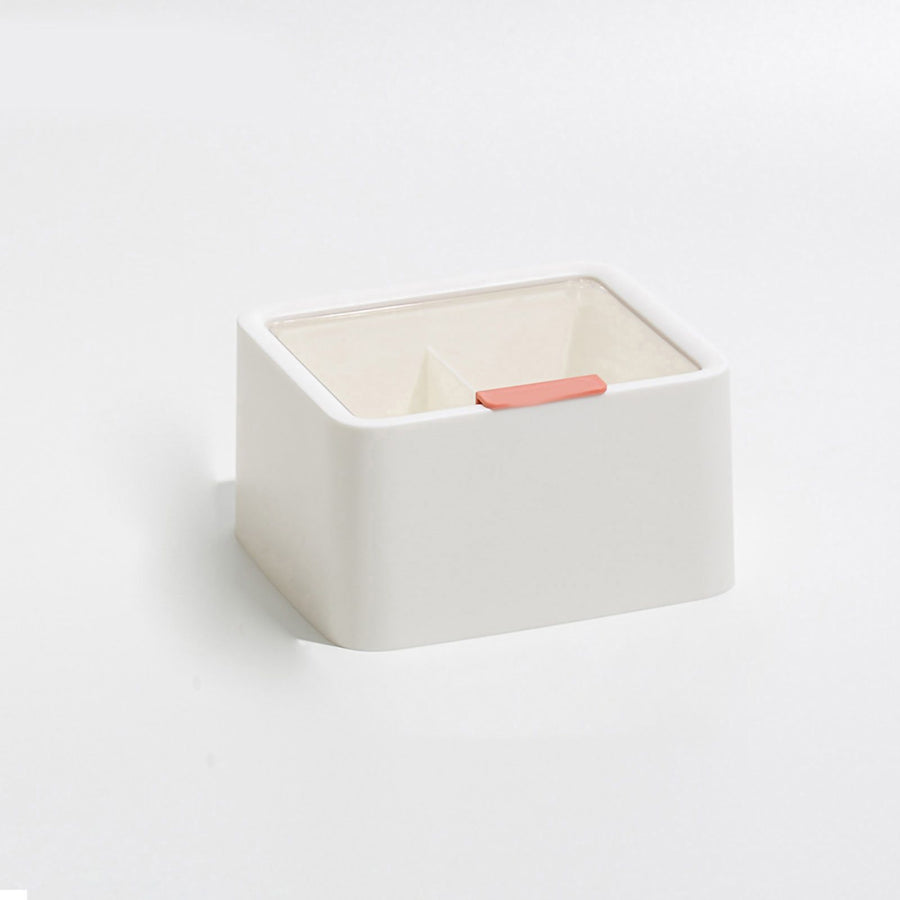 Lipstick Storage Box Large Capacity Double Layer Grid Design Transparent Storage Box with Lid for Home Office White