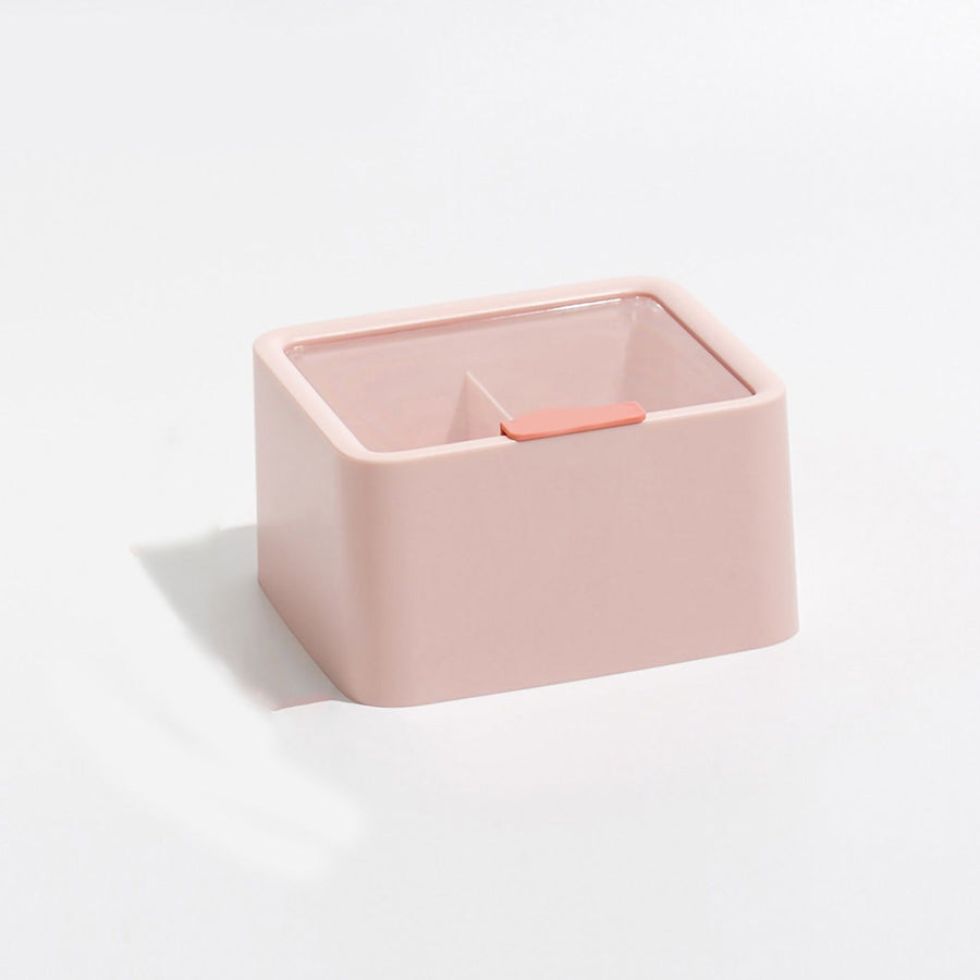 Lipstick Storage Box Large Capacity Double Layer Grid Design Transparent Storage Box with Lid for Home Office Pink