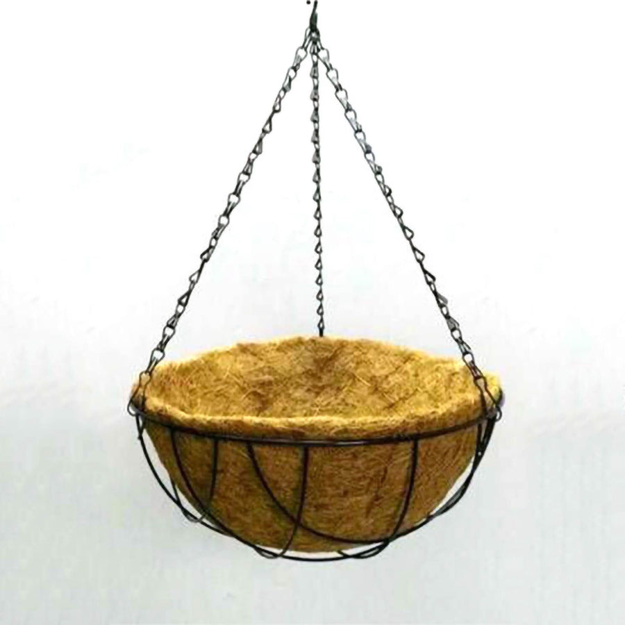 Hanging Basket Flower Pot Half Round Wire Plant Holder with Chain for Porch Garden Balcony Decoration 14in Dia 35cm Height