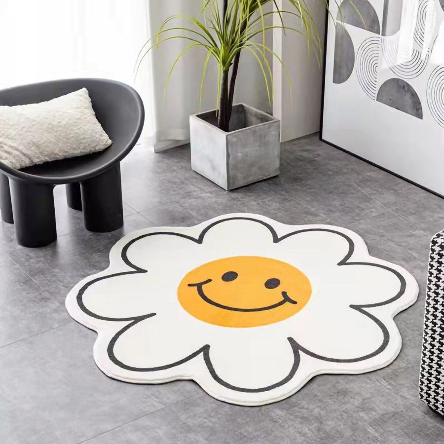 Cute Flower Rug Cartoon Pattern Home Bedroom Bedside Rug Non Slip Water Absorption Floor Mat 001 60cm / 23.6in