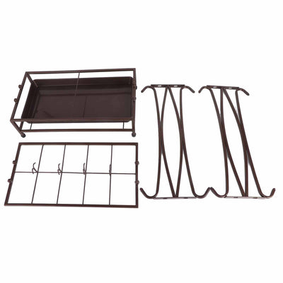 Umbrella Storage Rack Iron with Drip Tray 10 Holes 8 Hooks Umbrella Rack Stand for Home Hotel Lobby Bronze