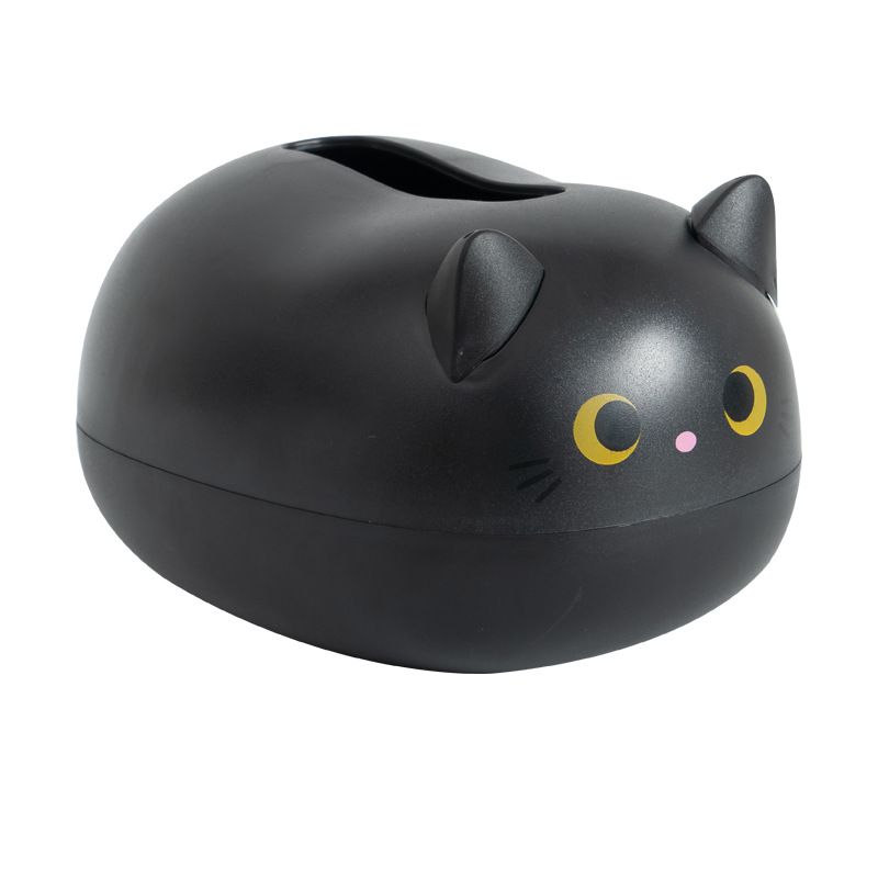 Tissue Box Lovely Shape Simple Display Rounded Corners Wide Mouth Storage Goods for Living Room Black