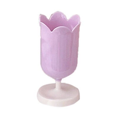 Pen Holder Tulip Shape Innovative Vintage Photo Props Large Capacity Pencil Holder for Office Study Room Home Purple