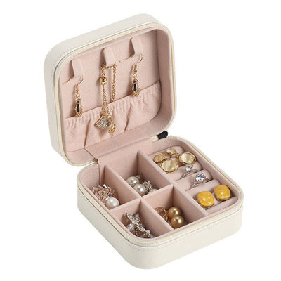 Travel Jewelry Case Exquisite Large Capacity Scratch Resistant Portable Jewelry Organizer Box for Outdoor Travel White 10x10x5cm/3.9x3.9x2.0in