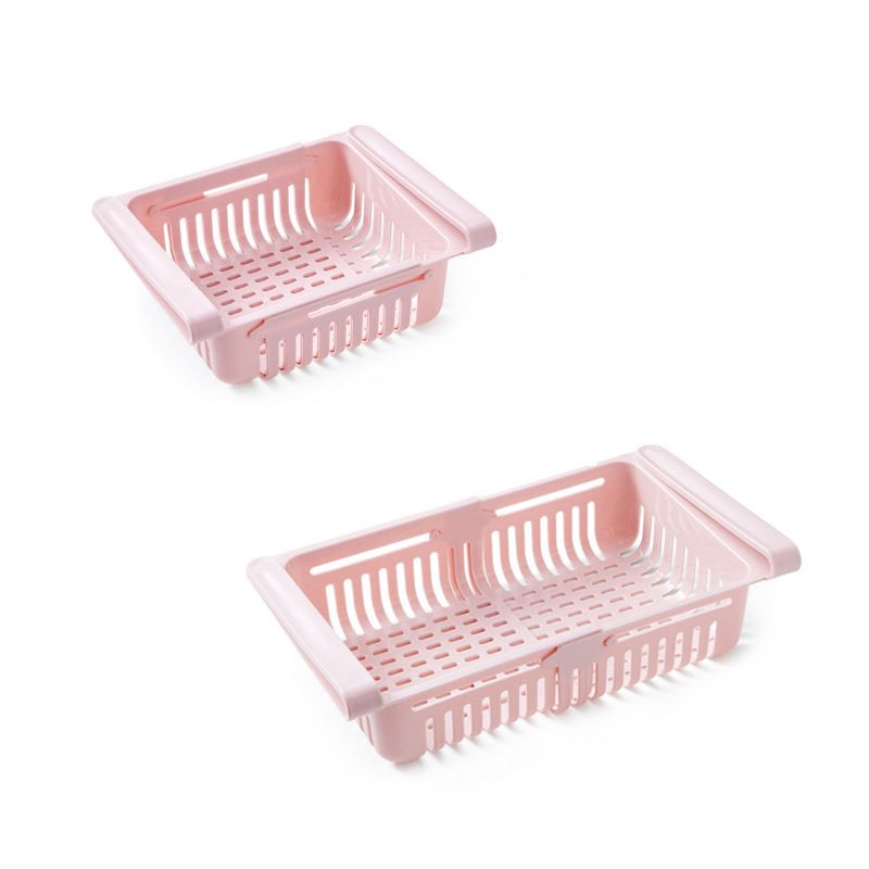 Fridge Drawer Organizer Retractable Multifunction Space Saving Refrigerator Storage Box Pink 20.5x16.4x7.6cm / 8.1x6.5x3.0in