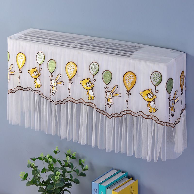 1.5P Air Conditioner Dust Cover Dustproof Wall Mounted Air Conditioner Protective Case Home Decorative Dust Cover Bear Rabbit Green Yellow Balloons 1.5P‑2P Within 94cm/37in