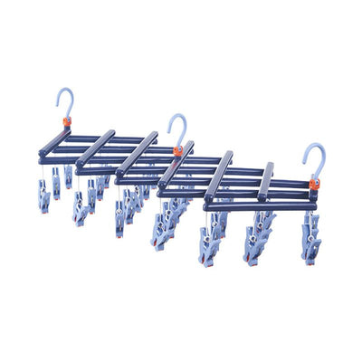 Plastic Folding Multi Head Drying Rack Multi Clips Socks Underwear Hanger Windproof Multifunctional Clothespin Classic Dark Purple 29 Clips