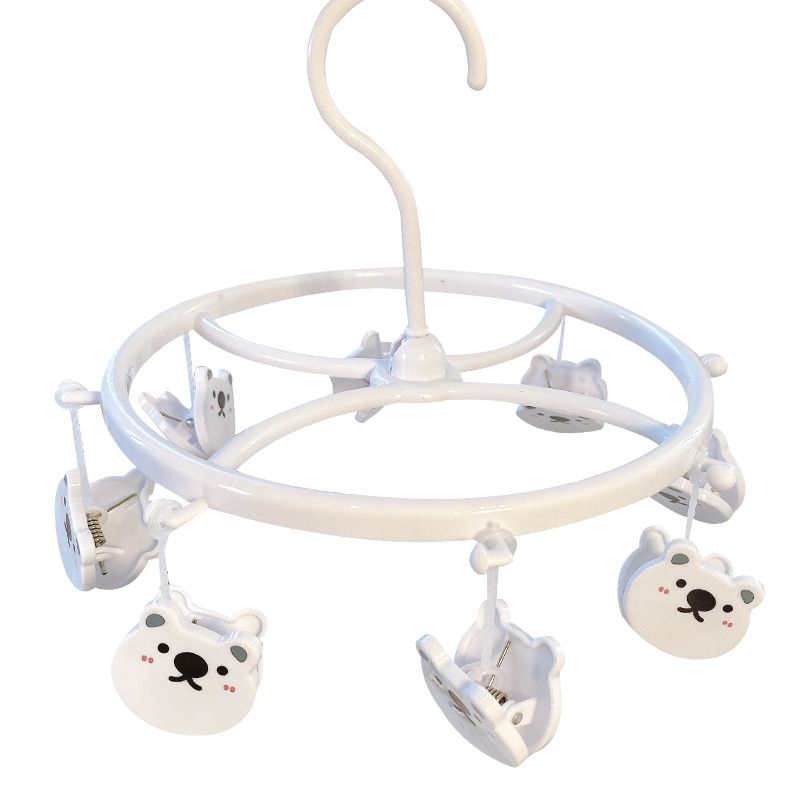 Plastic Hanging Drying Rack Sock Underwear Oversleeve Small Cloth Clip for Home Student Domitory White Bear