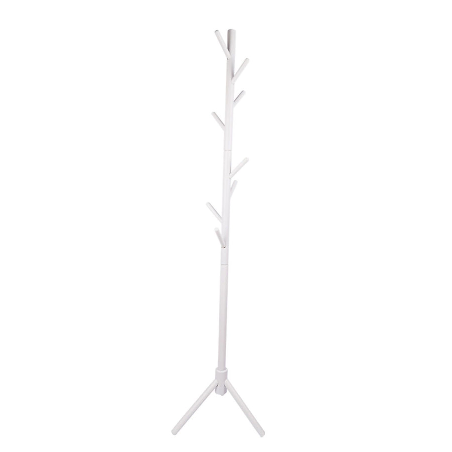 Clothes Tree Solid Wood Round Corner Simple Fashionable Beautiful Coat Hanger for Living Room White