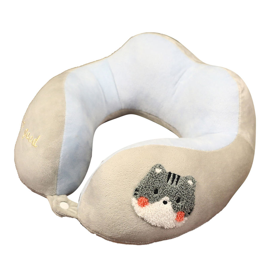 Neck Pillow Cute Animal High Resiliency U Shaped Headrest Airplane Pillow for Travel Office Cat About 30x30cm/11.8x11.8in