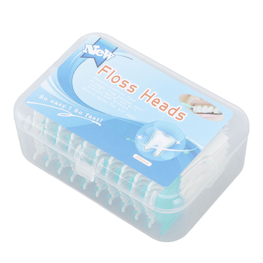 Interdental Brush Disposable Soft Silicone Head Portable Floss Toothpick Brush with Case for Oral Care 200pcs Mint Green