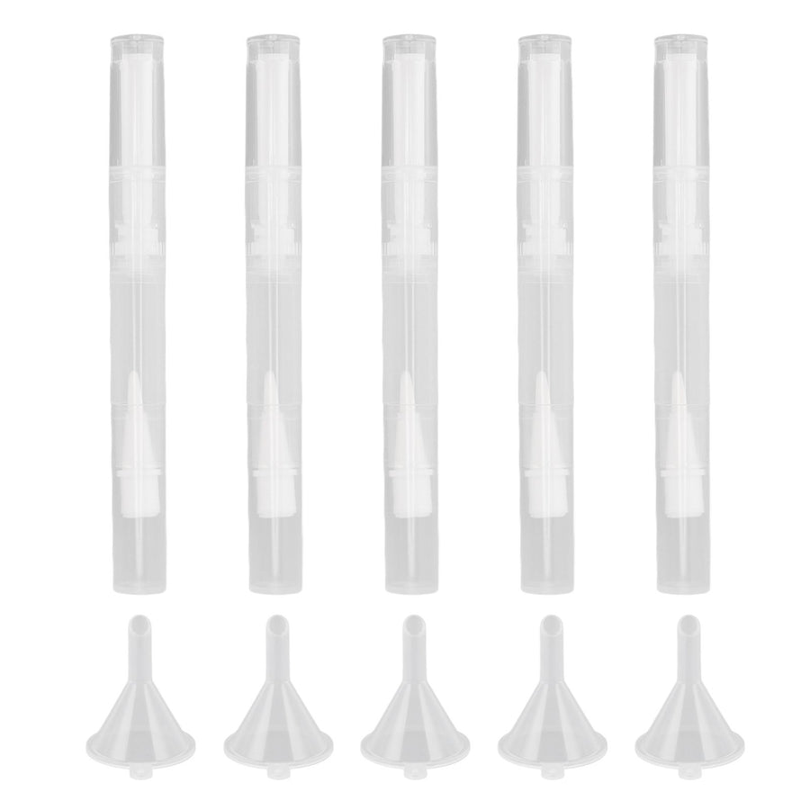 5 Set Empty Nail Oil Pen Transparent Plastic Tube Nylon Fiber Brush Cuticle Oil Pen for Travel