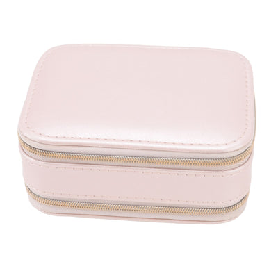 Jewelry Case Double Layer Portable Pink Necklace Hook Design Convenient Handle Travel Jewelry Box