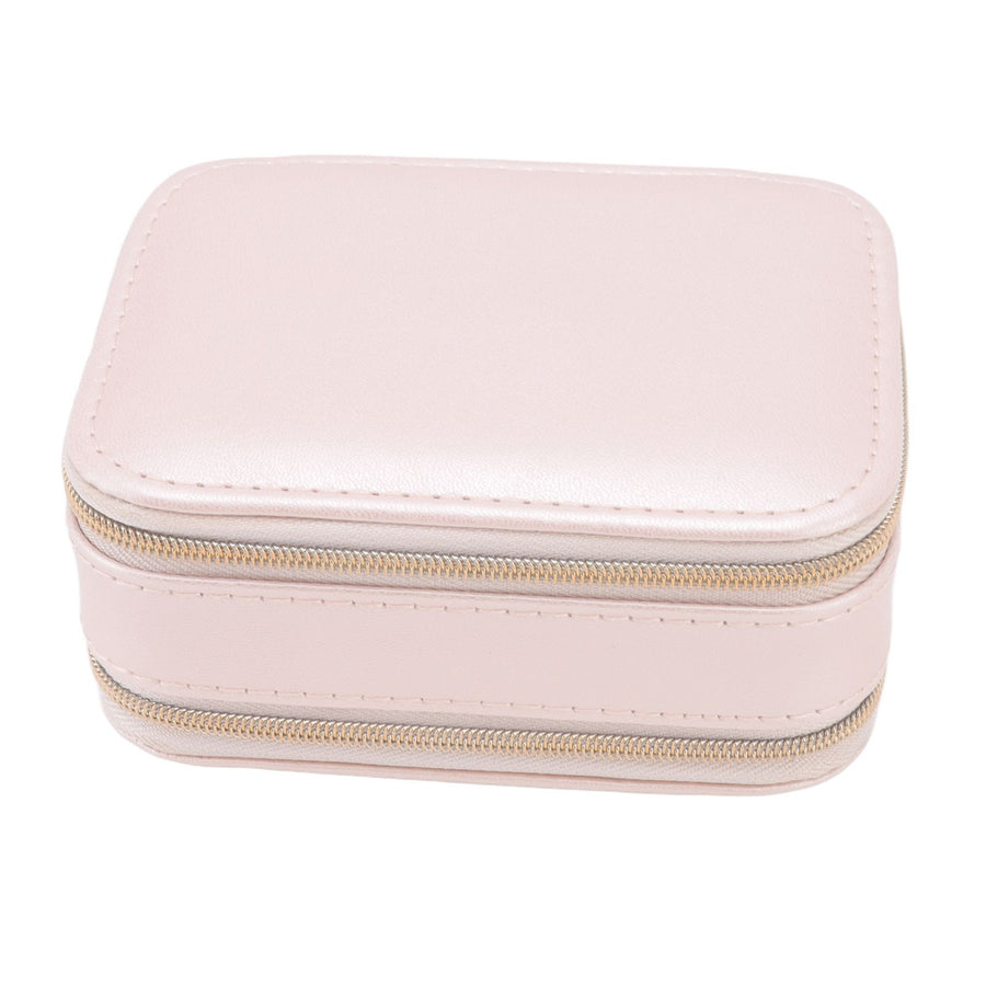 Jewelry Case Double Layer Portable Pink Necklace Hook Design Convenient Handle Travel Jewelry Box