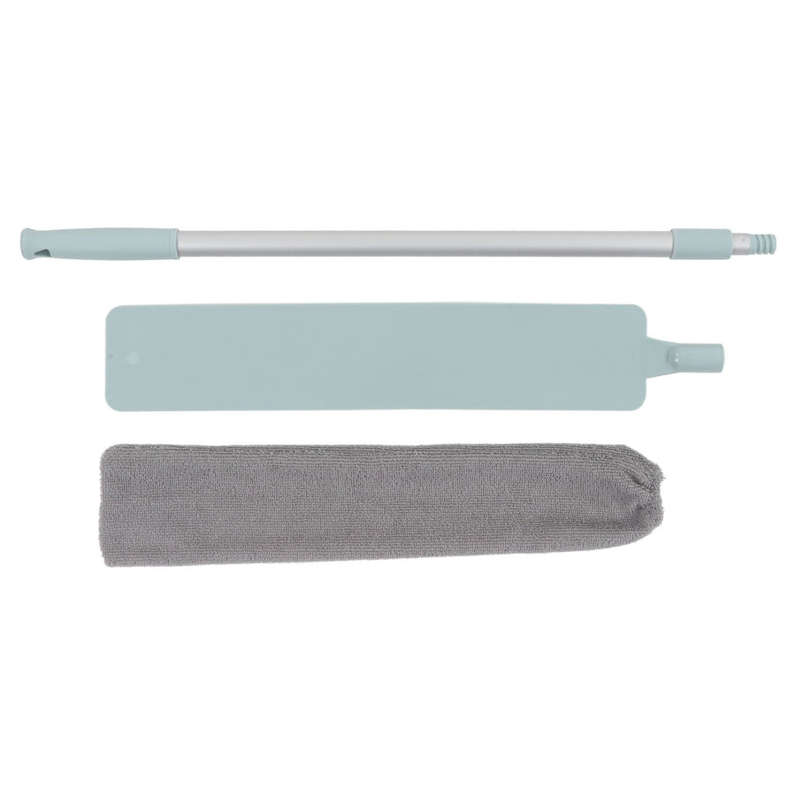 Dust Brush Aluminum Rod Long Handle 55in Extendable Elastic Opening Washable Long Flat Outline Microfiber Hand Duster
