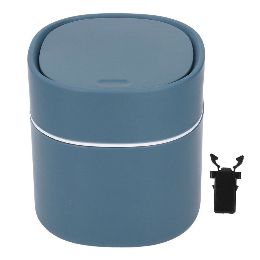 Mini Desktop Trash Can Debris Storage Cleaning Can with Lid for Coffee Table Dressing Table Desktop Countertop Blue