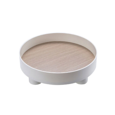 Round Plastic Serving Tray Cosmetic Storage Table Desk Organizer Container for Snack Food Ornaments Vanity Default White