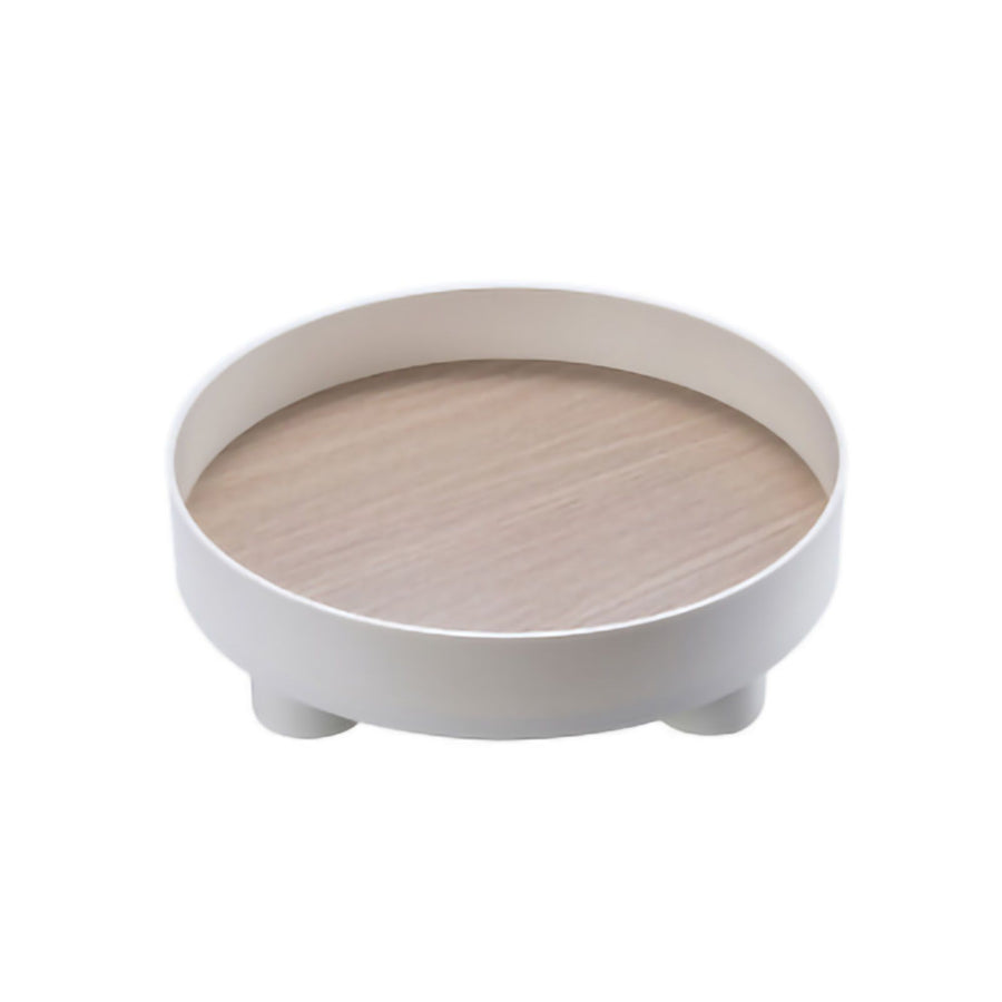 Round Plastic Serving Tray Cosmetic Storage Table Desk Organizer Container for Snack Food Ornaments Vanity Default White