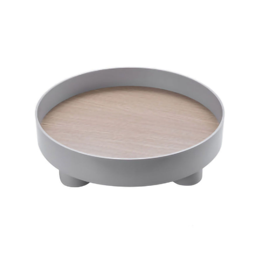 Round Plastic Serving Tray Cosmetic Storage Table Desk Organizer Container for Snack Food Ornaments Vanity Default Grey