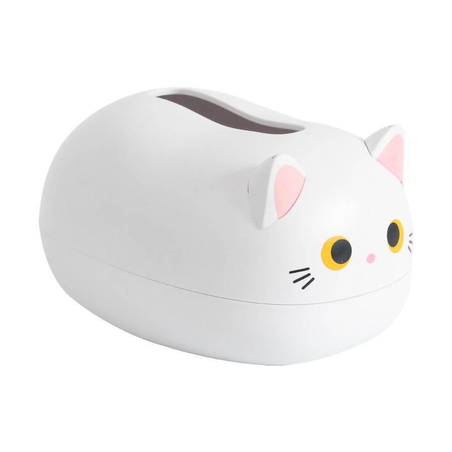 Desktop Tissue Storage Box Plastic Multifunction Facial Napkin Dispenser Holder for Kitchen Bathroom White