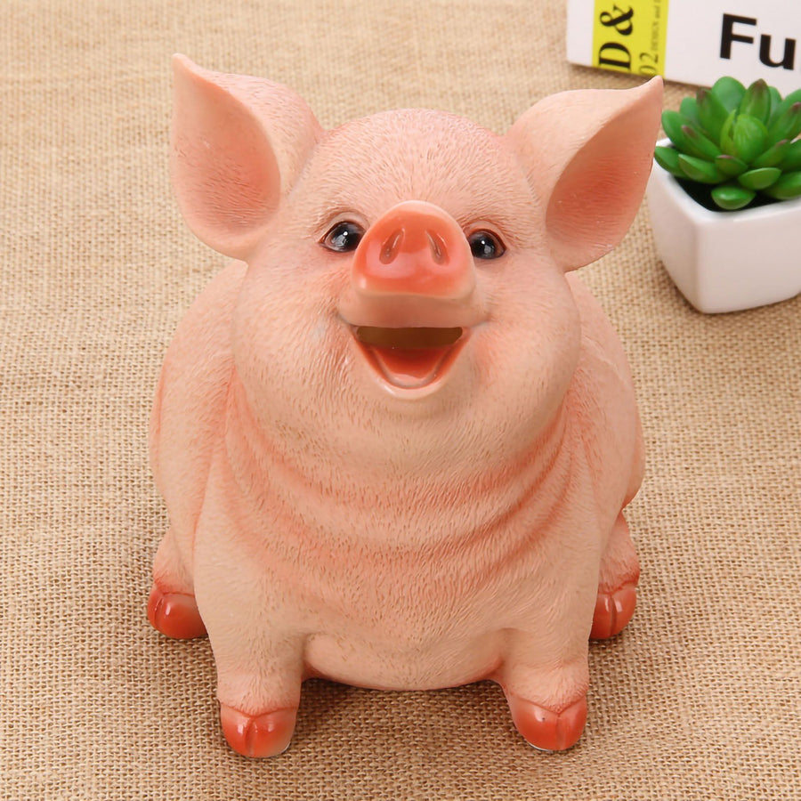Piggy Bank Cute Pig Appearance Environmentally Friendly Resin Cartoon Piggy Bank Coin Bank Large Pig 21x16x16cm