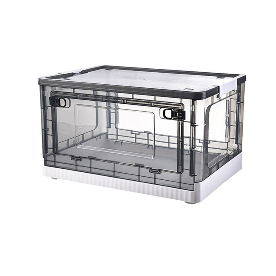 Storage Box Side Doors Clear Large Capacity Container with Wheel for Home Office Tea White 3 Door 27L