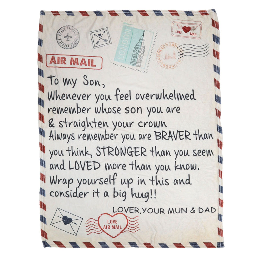 to My Son Blanket Double Sided Soft Skin Friendly Keep Warm Letter Blanket Expressing Love Air Conditioning Blanket C20220119 1 150x200cm