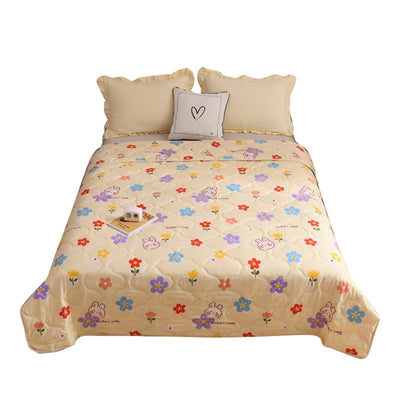Cotton Quilt Washable Embroidery Ultrasonic Quilting Skin Friendly Cotton Comfortable Breathable Summer Quilt Flowers 180x200cm