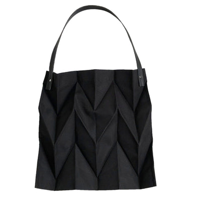 Reusable Tote Bag Large Capacity Fashion Polyline Design Shopping Cloth Bag for Home Travelling Office Black