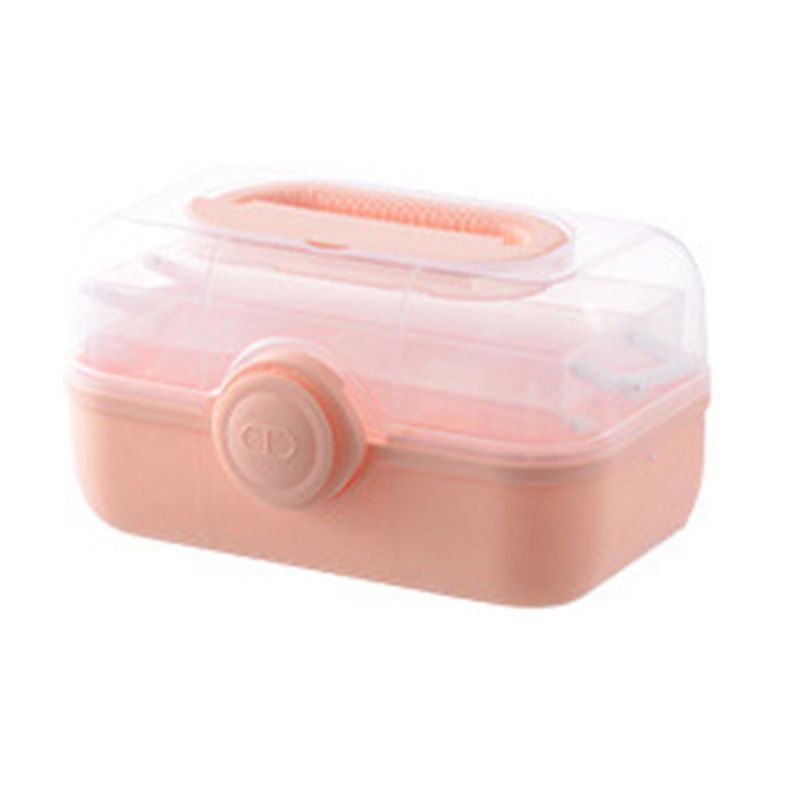 Medicine Storage Box Plastic Multi Layer Large Capacity Medicine Cabinet for Household Pink(medium)