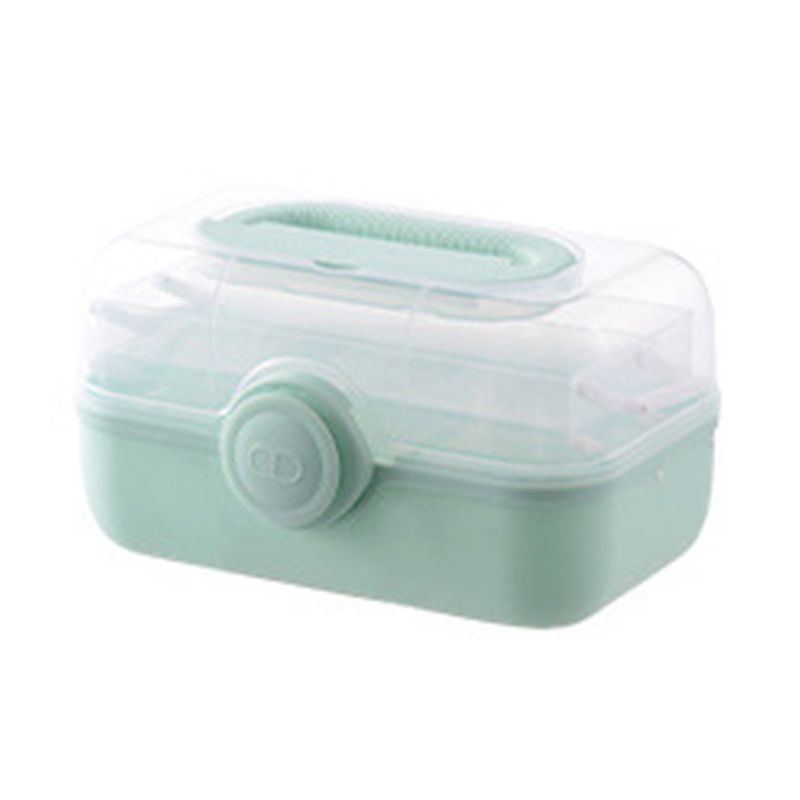 Medicine Storage Box Plastic Multi Layer Large Capacity Medicine Cabinet for Household Green(medium)