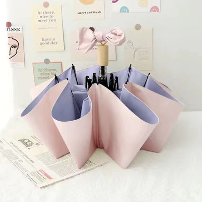 Folding Sun Umbrella UV Blocking Pure Color Black Rubber Sunscreen Umbrella for Rain Or Shine Pink and Purple